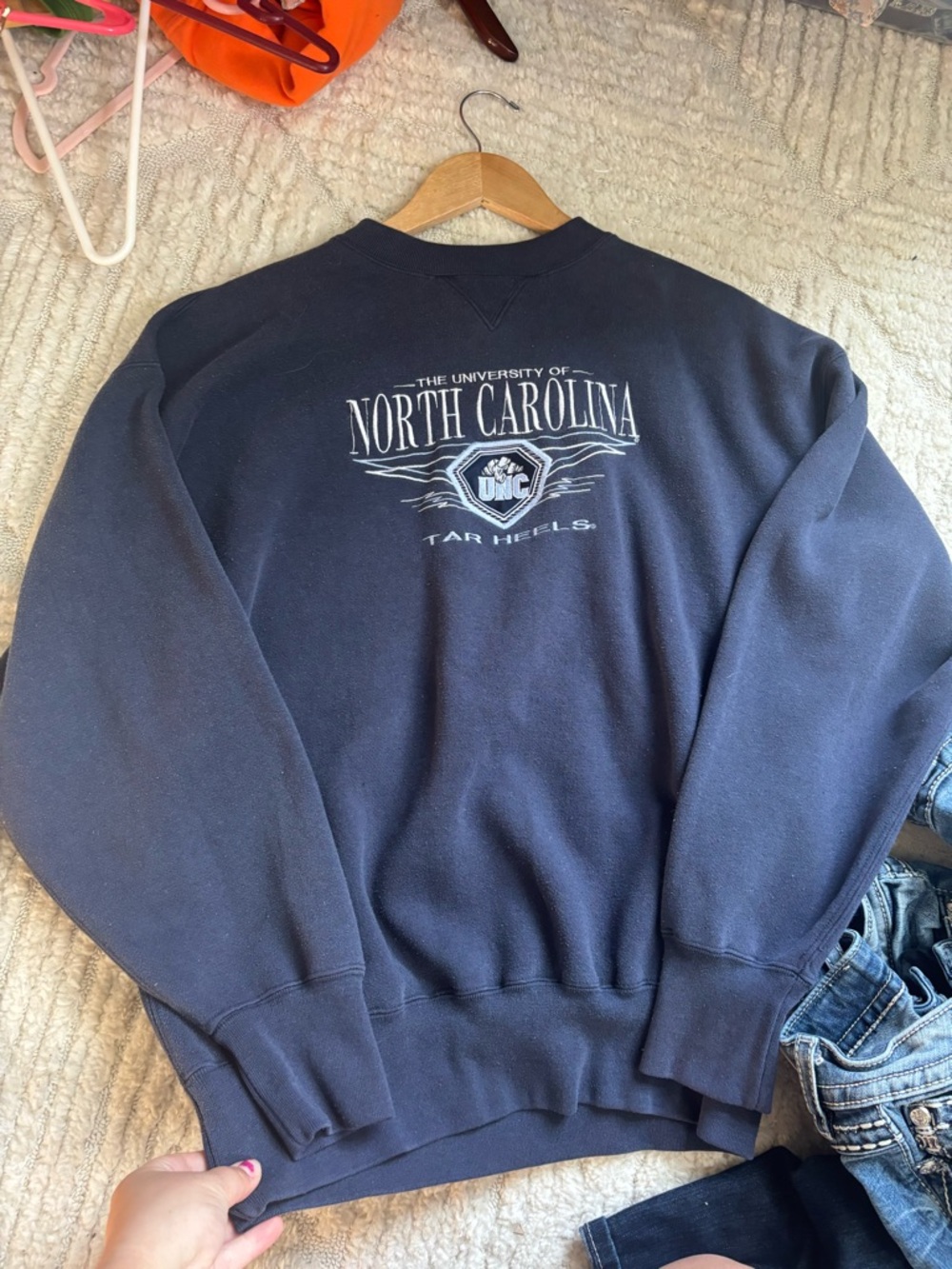 University of North Carolina vintage Tar Heels Navy Crewneck Sweatshirt